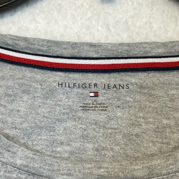 Tommy Hilfiger Jeans Gray Flag Logo T Shirt Size L - Picture 3 of 5